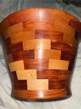 Handmade Segmented Wood Bowl Cedar Cherry Signed Logan Fitch 2017 Artisan Decor